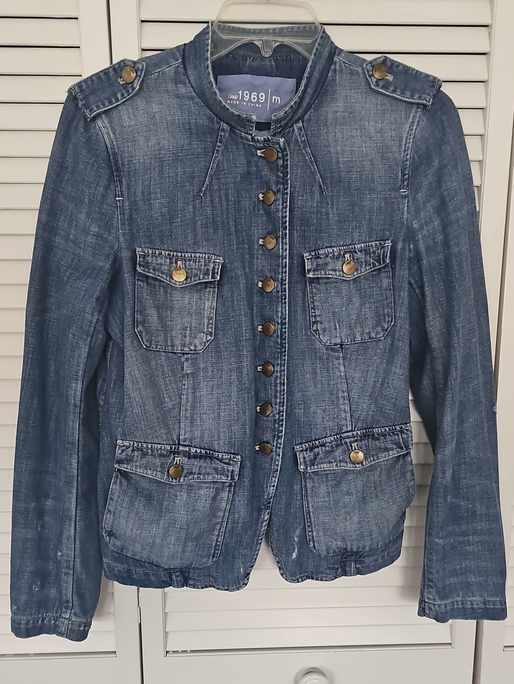 GAP Washed Blue Military-Style Denim Jacket